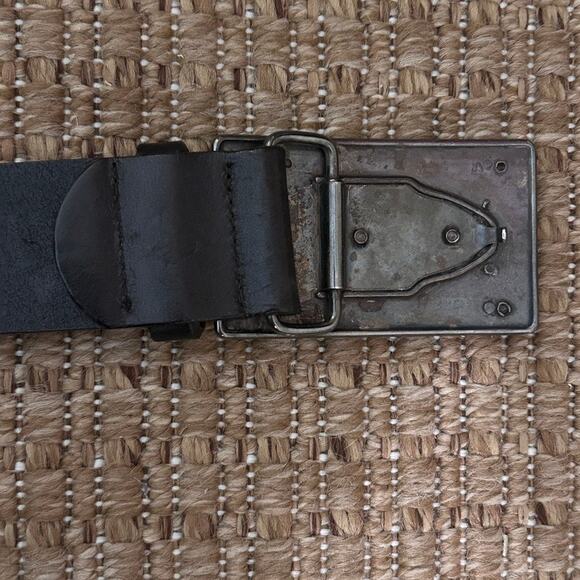 Streets Ahead Vintage Turquoise Mosaic Inlay Black Leather Belt Size M main image 10
